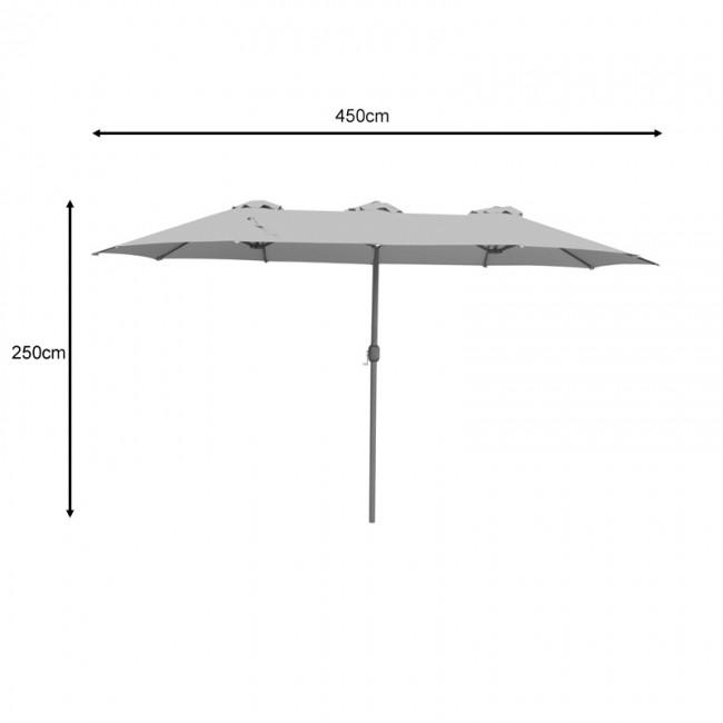 Ομπρέλα επαγγελματική Dorizo pakoworld μονοκόμματος ιστός αλουμίνιο-καφέ ύφασμα 2.6x4.5x2.5m