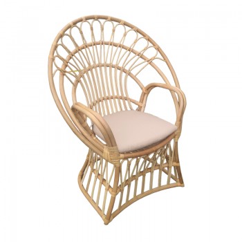 Πολυθρόνα Boloni Inart με μπεζ μαξιλάρι-φυσικό rattan 100x67x120εκ