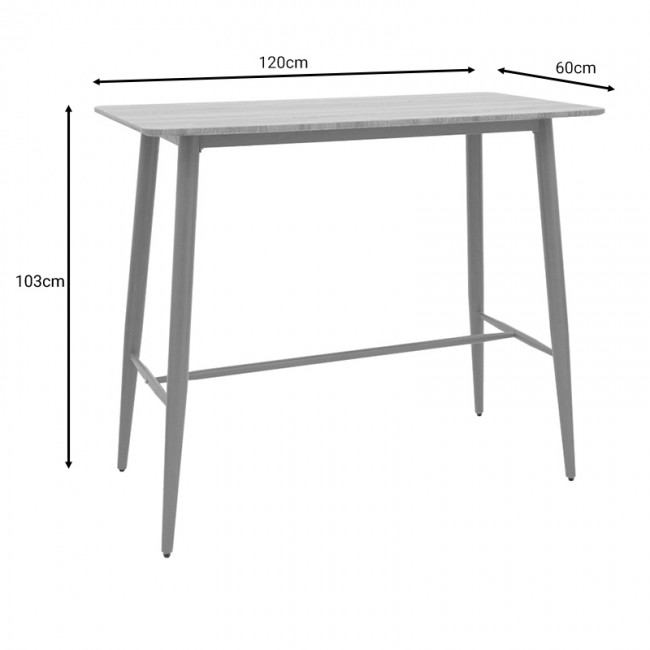 Τραπέζι μπαρ Senso pakoworld sonoma mdf επιφάνεια-φυσικό πόδι 120x60x103εκ