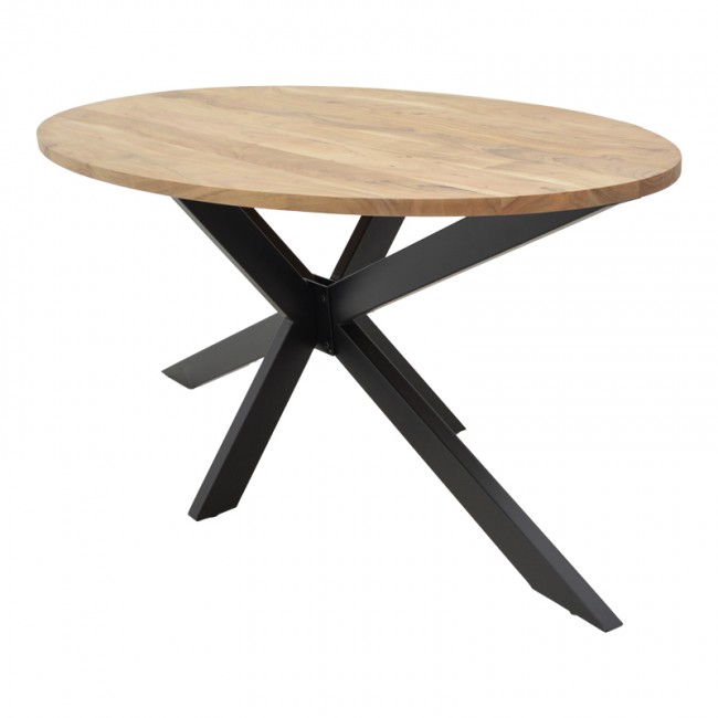 Τραπέζι Bonre pakoworld φυσικό μασίφ ξύλο ακακίας-πόδι μαύρο μέταλλο 175x96x76εκ.