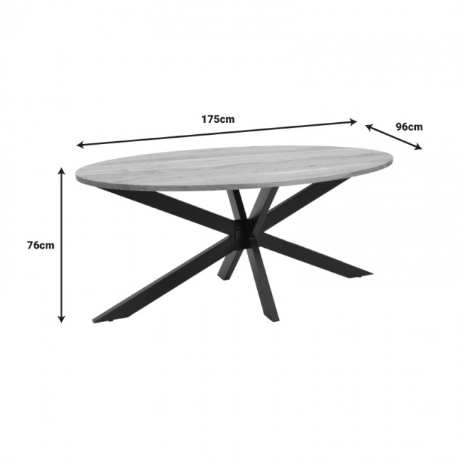 Τραπέζι Bonre pakoworld φυσικό μασίφ ξύλο ακακίας-πόδι μαύρο μέταλλο 175x96x76εκ.