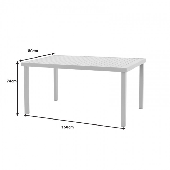 Τραπέζι Kliton pakoworld αλουμινίου λευκό 150x80x74εκ