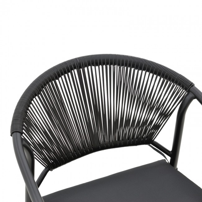 Πολυθρόνα Jerqui pakoworld wicker rattan μαύρο-μεταλλικό μαύρο πόδι-μαύρο μαξιλάρι 60x64x78εκ