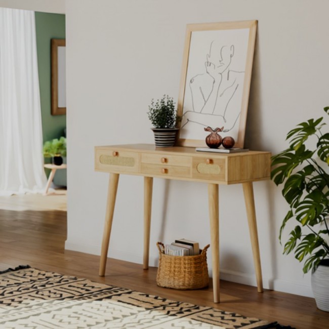 Κονσόλα Finian pakoworld ξύλο σε φυσική απόχρωση 100x35x75εκ Κονσόλα Finian pakoworld ξύλο σε φυσική απόχρωση 100x35x75εκ