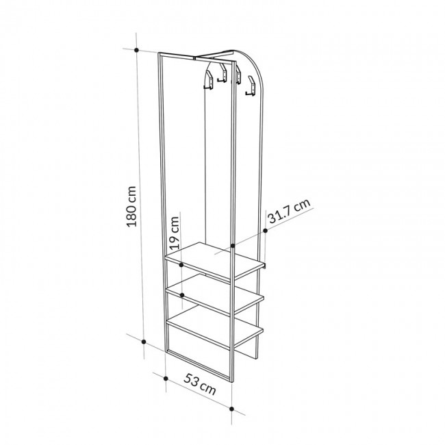 Έπιπλο εισόδου Archy pakoworld μελαμίνης ανθρακί 53x32x180εκ