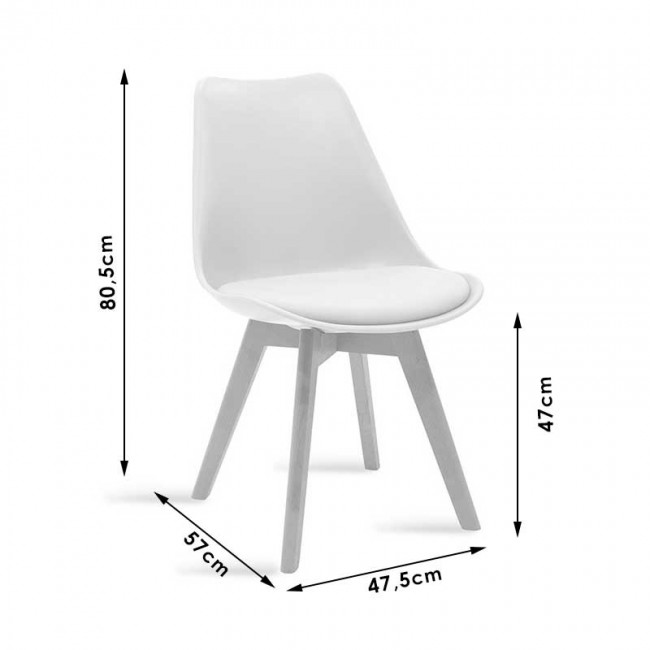 Καρέκλα Gaston pakoworld PP-PU μαύρο-φυσικό πόδι 53.5x48.5x83εκ