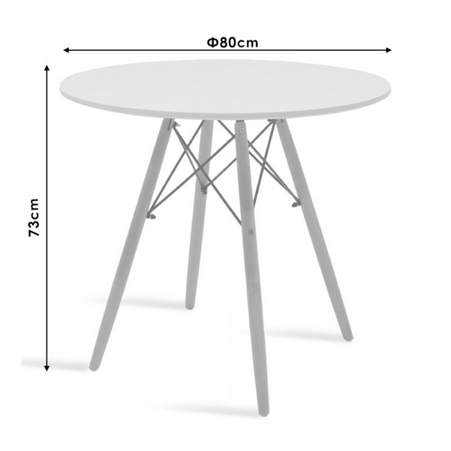 Τραπέζι Julita pakoworld MDF λευκό-πόδια φυσικό Φ80x73εκ Τραπέζι Julita pakoworld MDF λευκό-πόδια φυσικό Φ80x73εκ
