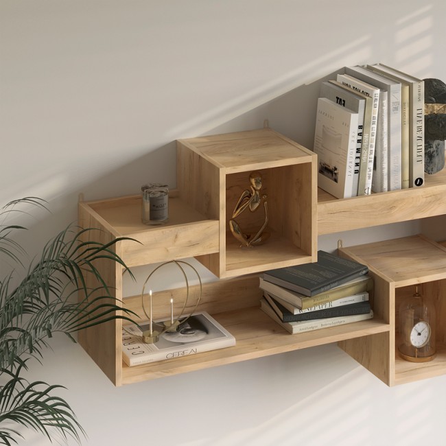Ραφιέρα τοίχου Shellie pakoworld μελαμίνης σε oak απόχρωση 120x28x65εκ Ραφιέρα τοίχου Shellie pakoworld μελαμίνης σε oak απόχρωση 120x28x65εκ