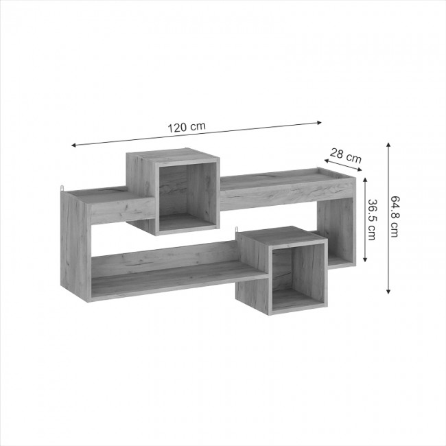 Ραφιέρα τοίχου Shellie pakoworld μελαμίνης σε oak απόχρωση 120x28x65εκ Ραφιέρα τοίχου Shellie pakoworld μελαμίνης σε oak απόχρωση 120x28x65εκ