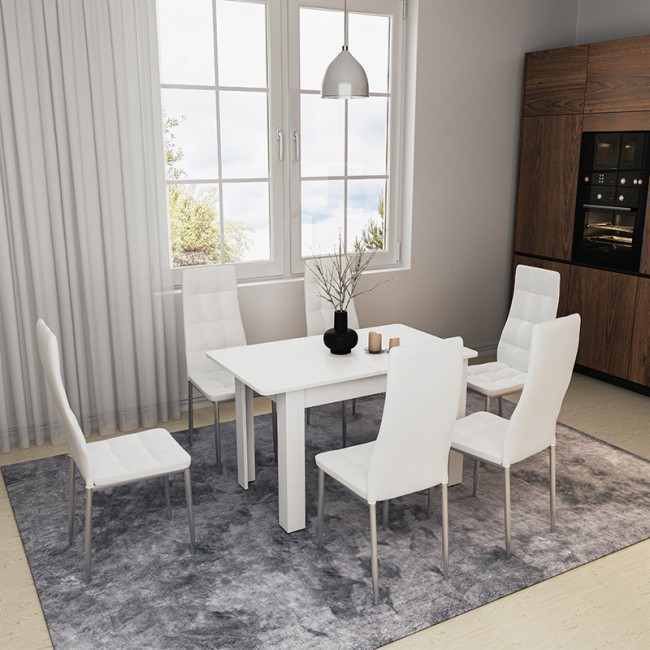 Τραπέζι Quiin pakoworld επεκτεινόμενο λευκό 120-174x70x73.5εκ Τραπέζι Quiin pakoworld επεκτεινόμενο λευκό 120-174x70x73.5εκ
