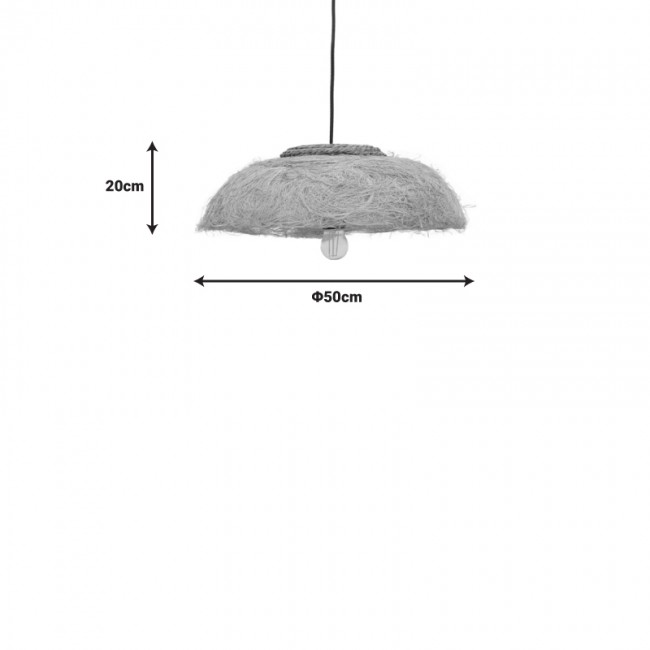 Φωτιστικό οροφής Pictere Inart abaca ξύλο σε φυσικό χρώμα Φ50x20εκ