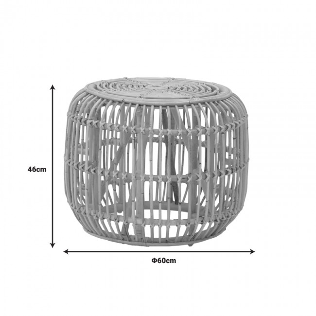 Σκαμπό Rajesty pakoworld rattan pe σε φυσική απόχρωση Φ60x46εκ