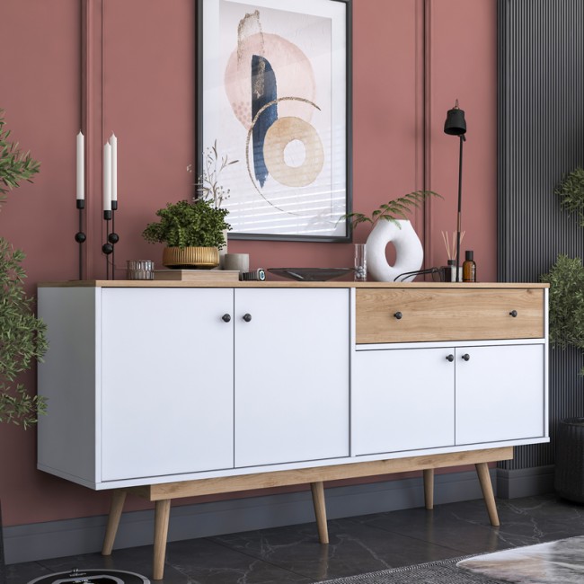 Μπουφές Satava pakoworld pp σε λευκή-καρυδί απόχρωση 180x45x87.6εκ Μπουφές Satava pakoworld pp σε λευκή-καρυδί απόχρωση 180x45x87.6εκ