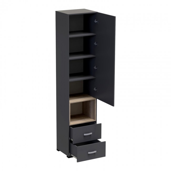 Ντουλάπα Toscana pakoworld σε ανθρακί απόχρωση 50x42x222.5εκ Ντουλάπα Toscana pakoworld σε ανθρακί απόχρωση 50x42x222.5εκ