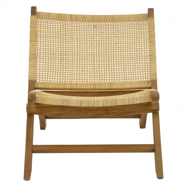 Καρέκλα Jerenze pakoworld φυσικό teak ξύλο-rattan 65x78x68εκ