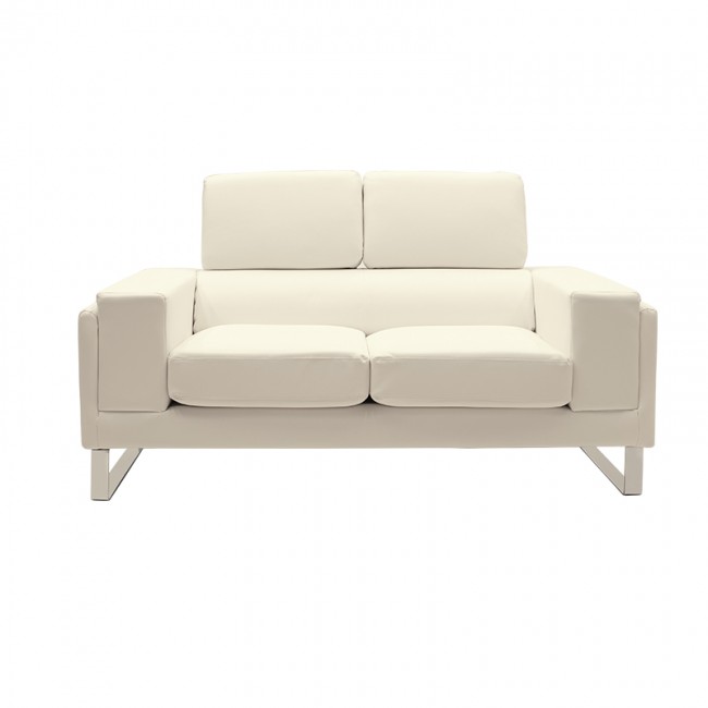 Καναπές Shea pakoworld 2θέσιος PU ivory-inox 158x80x87εκ