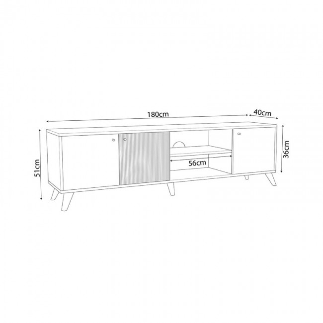 Έπιπλο τηλεόρασης Flipter pakoworld μελαμίνης sonoma-μαύρο 180x40x51εκ