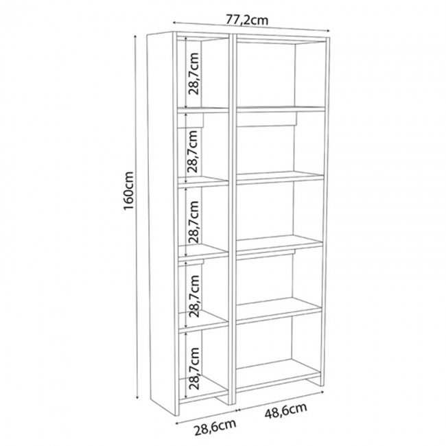 Βιβλιοθήκη Alkathi pakoworld σε ανθρακί απόχρωση 77x22x160εκ