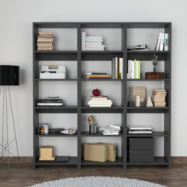 Βιβλιοθήκη Rabuku pakoworld σε ανθρακί απόχρωση 146x22x123εκ Βιβλιοθήκη Rabuku pakoworld σε ανθρακί απόχρωση 146x22x123εκ