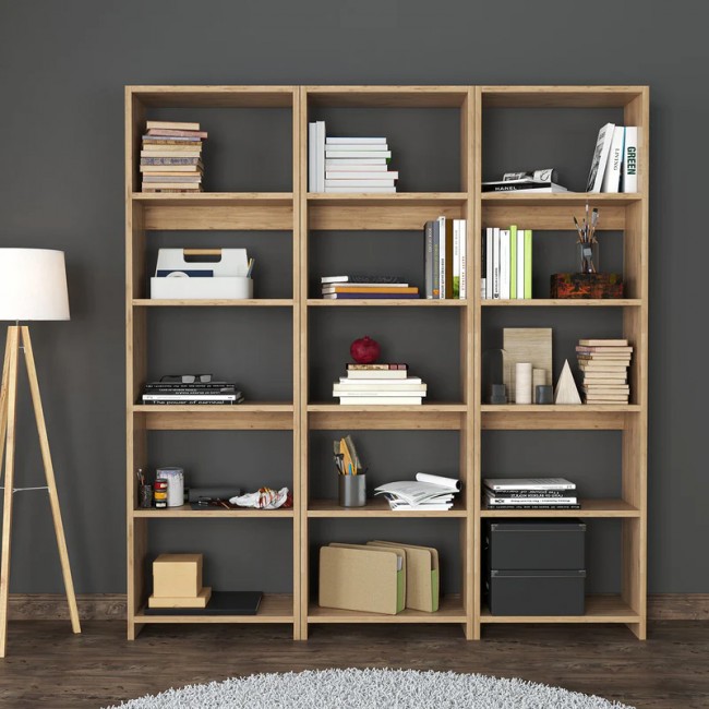 Βιβλιοθήκη Rabuku pakoworld σε oak απόχρωση 146x22x123εκ Βιβλιοθήκη Rabuku pakoworld σε oak απόχρωση 146x22x123εκ