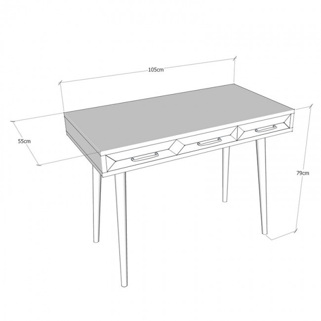 Γραφείο PWF-0280 pakoworld χρώμα ανθρακί - πεύκο 105x55x79εκ