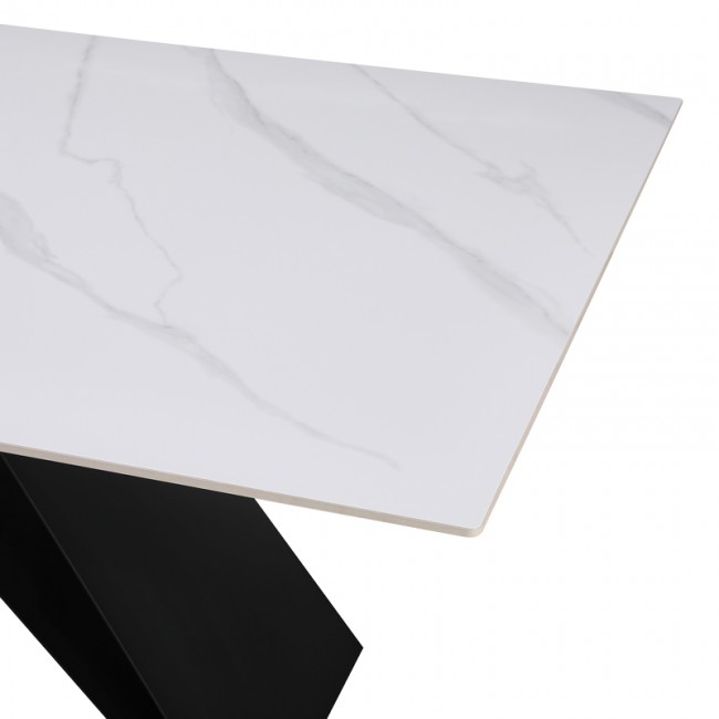 Τραπέζι Meja pakoword Sintered stone λευκό με μεταλλικά πόδια σε μαύρη απόχρωση 180x90x76εκ Τραπέζι Meja pakoword Sintered stone λευκό με μεταλλικά πόδια σε μαύρη απόχρωση 180x90x76εκ