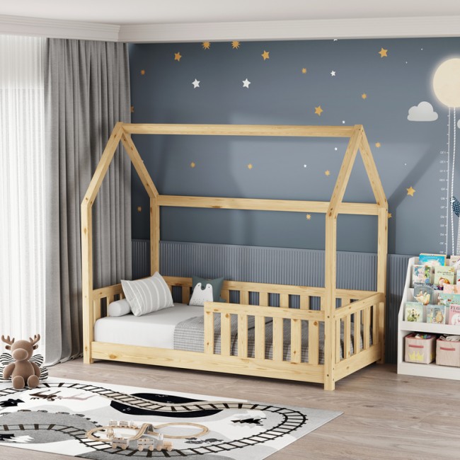 Παιδικό κρεβάτι Bambie με κιγκλίδωμα τ.Montessori pakoworld ξύλο πεύκου σε φυσική απόχρωση 70x140εκ Παιδικό κρεβάτι Bambie με κιγκλίδωμα τ.Montessori pakoworld ξύλο πεύκου σε φυσική απόχρωση 70x140εκ