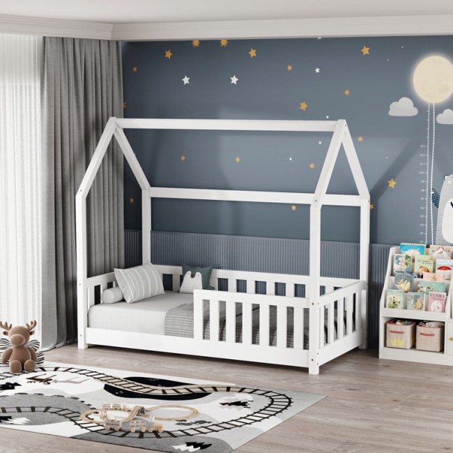 Παιδικό κρεβάτι Bambie με κιγκλίδωμα τ.Montessori pakoworld ξύλο πεύκου σε λευκή απόχρωση 70x140εκ Παιδικό κρεβάτι Bambie με κιγκλίδωμα τ.Montessori pakoworld ξύλο πεύκου σε λευκή απόχρωση 70x140εκ
