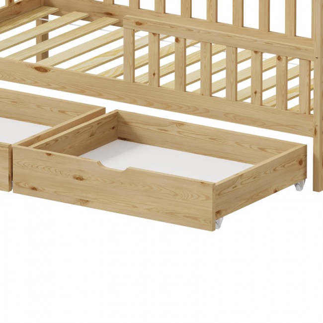 Παιδικό κρεβάτι Piccolo τ.Montessori με 2 συρτάρια pakoworld ξύλο πεύκου σε φυσική απόχρωση 90x190εκ