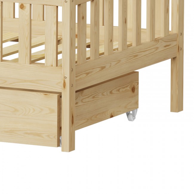 Παιδικό κρεβάτι Piccolo τ.Montessori με 2 συρτάρια pakoworld ξύλο πεύκου σε φυσική απόχρωση 90x190εκ