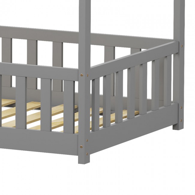Παιδικό κρεβάτι Callan τ.Montessori με κιγκλίδωμα pakoworld ξύλο πεύκου σε γκρι απόχρωση 90x190εκ Παιδικό κρεβάτι Callan τ.Montessori με κιγκλίδωμα pakoworld ξύλο πεύκου σε γκρι απόχρωση 90x190εκ