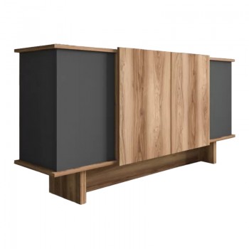 Μπουφές Diona pakoworld σε ανθρακί - oak απόχρωση 180x45x80εκ