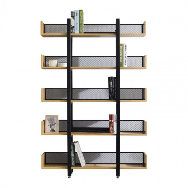 Βιβλιοθήκη Musha pakoworld μέταλλο μαύρο με oak απόχρωση 120x22x185εκ Βιβλιοθήκη Musha pakoworld μέταλλο μαύρο με oak απόχρωση 120x22x185εκ