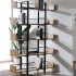 Βιβλιοθήκη Musha pakoworld μέταλλο μαύρο με oak απόχρωση 120x22x185εκ