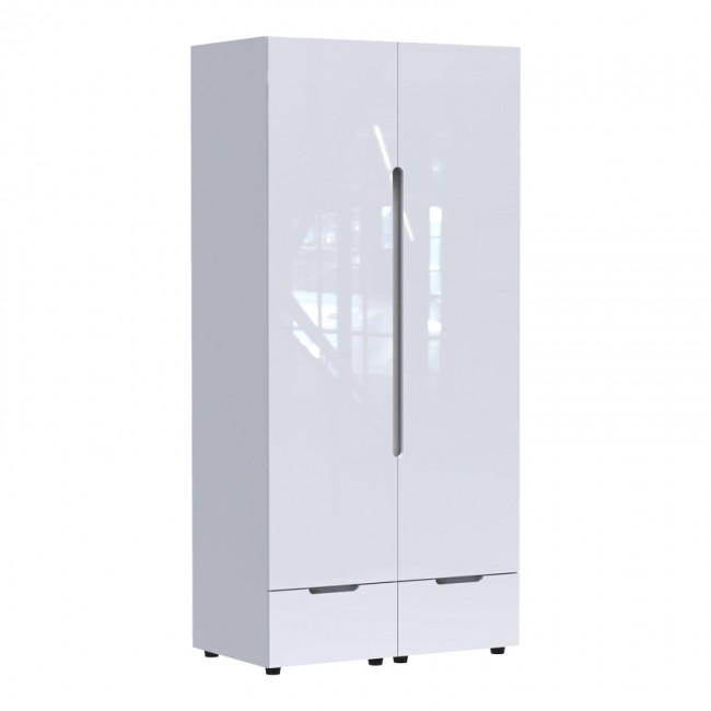 Ντουλάπα δίφυλλη Afina pakoworld mdf σε λευκή glossy απόχρωση 100x57x213εκ Ντουλάπα δίφυλλη Afina pakoworld mdf σε λευκή glossy απόχρωση 100x57x213εκ