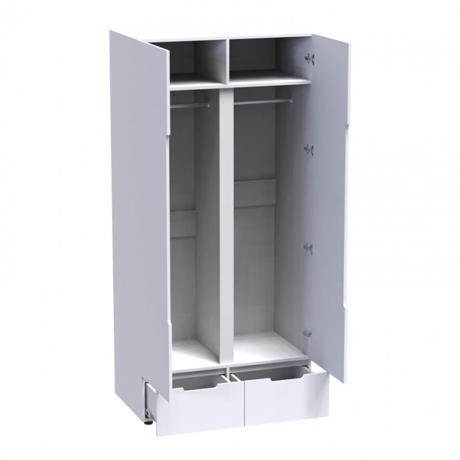 Ντουλάπα δίφυλλη Afina pakoworld mdf σε λευκή glossy απόχρωση 100x57x213εκ Ντουλάπα δίφυλλη Afina pakoworld mdf σε λευκή glossy απόχρωση 100x57x213εκ