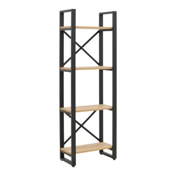 Βιβλιοθήκη Crimson pakoworld σε oak-μαύρη απόχρωση 50x22x150εκ