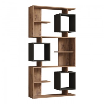 Βιβλιοθήκη Cubix pakoworld σε sonoma-ανθρακί απόχρωση 90x24,6x171,90εκ