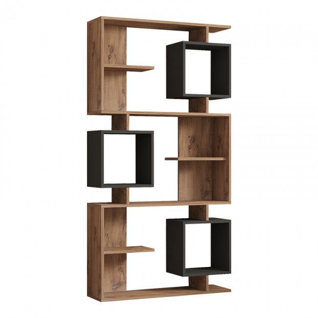 Βιβλιοθήκη Cubix pakoworld σε sonoma-ανθρακί απόχρωση 90x24,6x171,90εκ Βιβλιοθήκη Cubix pakoworld σε sonoma-ανθρακί απόχρωση 90x24,6x171,90εκ