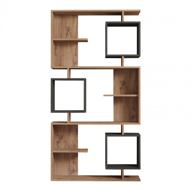 Βιβλιοθήκη Cubix pakoworld σε sonoma-ανθρακί απόχρωση 90x24,6x171,90εκ Βιβλιοθήκη Cubix pakoworld σε sonoma-ανθρακί απόχρωση 90x24,6x171,90εκ
