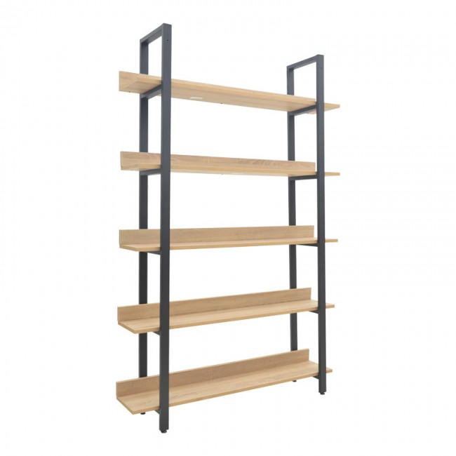 Βιβλιοθήκη Almond pakoworld σε oak-μαύρη απόχρωση 120x29x185εκ Βιβλιοθήκη Almond pakoworld σε oak-μαύρη απόχρωση 120x29x185εκ