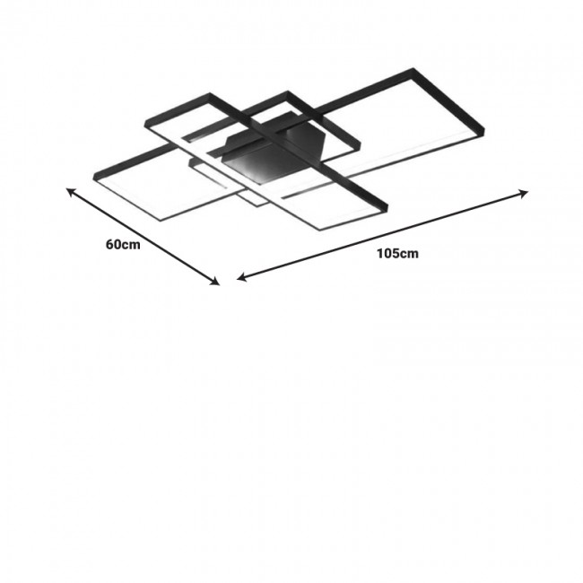 Φωτιστικό οροφής Luxane pakoworld led μαύρο μέταλλο 105x60x7εκ Φωτιστικό οροφής Luxane pakoworld led μαύρο μέταλλο 105x60x7εκ