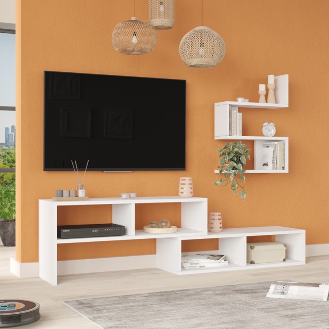 Σύνθετο σαλονιού Kakomo pakoworld σε λευκή απόχρωση 170x29.5x43εκ Σύνθετο σαλονιού Kakomo pakoworld σε λευκή απόχρωση 170x29.5x43εκ