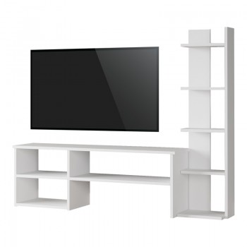 Σύνθετο σαλονιού Perla pakoworld σε λευκή απόχρωση 120x29.5x41,8εκ
