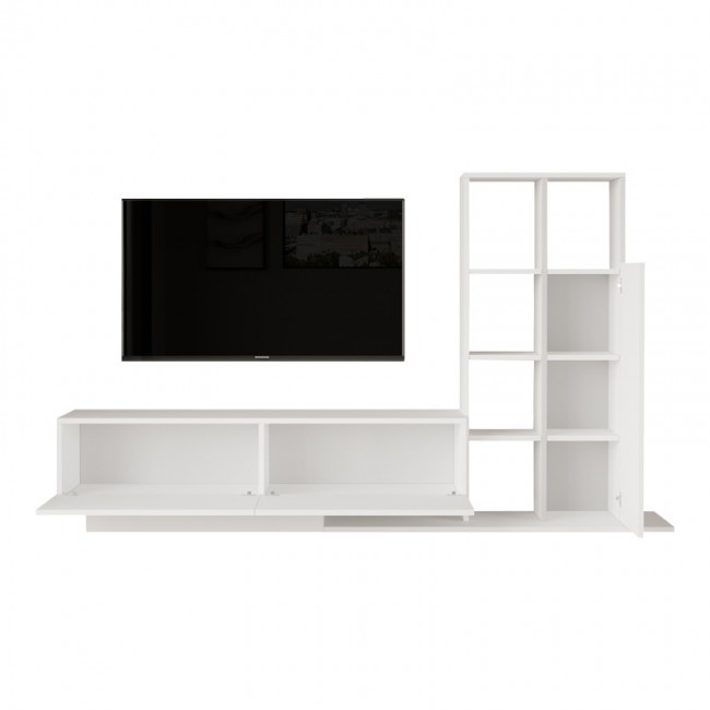 Σύνθετο σαλονιού Damon pakoworld σε λευκή απόχρωση 140x29.5x39.5εκ Σύνθετο σαλονιού Damon pakoworld σε λευκή απόχρωση 140x29.5x39.5εκ