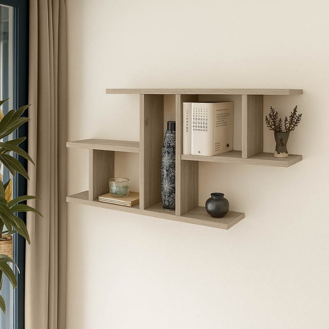 Ραφιέρα τοίχου Vertoura pakoworld σε oak απόχρωση 116x18.5x60cm Ραφιέρα τοίχου Vertoura pakoworld σε oak απόχρωση 116x18.5x60cm
