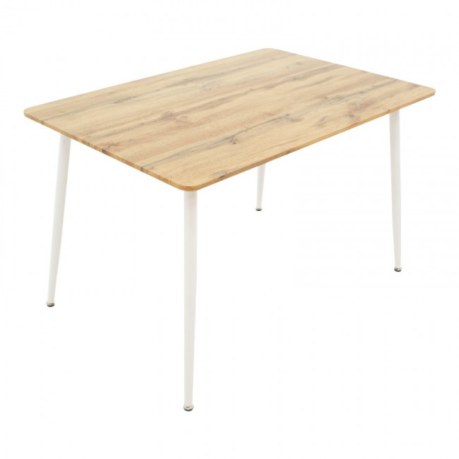 Τραπεζαρία Cuba-Caron pakoworld σετ 5τεμ sonoma-λευκό 120x80x75εκ