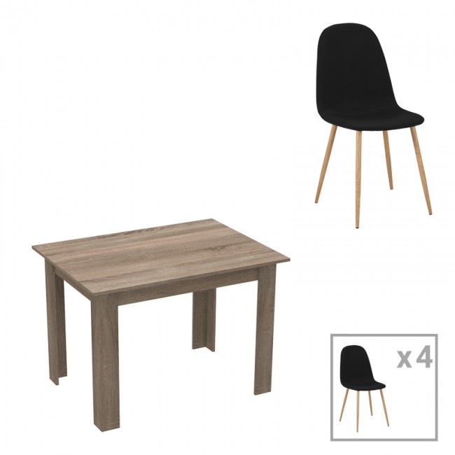Τραπεζαρία Manka-Bella pakoworld σετ 5τεμ σε sonoma truffle απόχρωση 110x80x70εκ Τραπεζαρία Manka-Bella pakoworld σετ 5τεμ σε sonoma truffle απόχρωση 110x80x70εκ