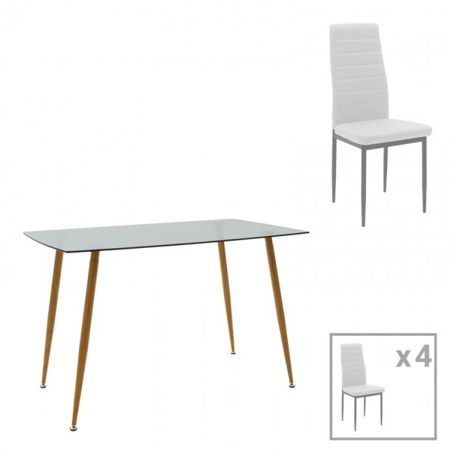 Τραπεζαρία Cuba-Parker pakoworld σετ 5τεμ sonoma-λευκό 120x80x75εκ Τραπεζαρία Cuba-Parker pakoworld σετ 5τεμ sonoma-λευκό 120x80x75εκ