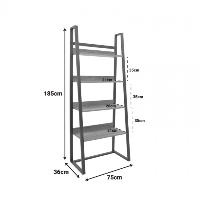 Βιβλιοθήκη Ryder pakoworld καρυδί-μαύρο 75x36x185εκ Βιβλιοθήκη Ryder pakoworld καρυδί-μαύρο 75x36x185εκ